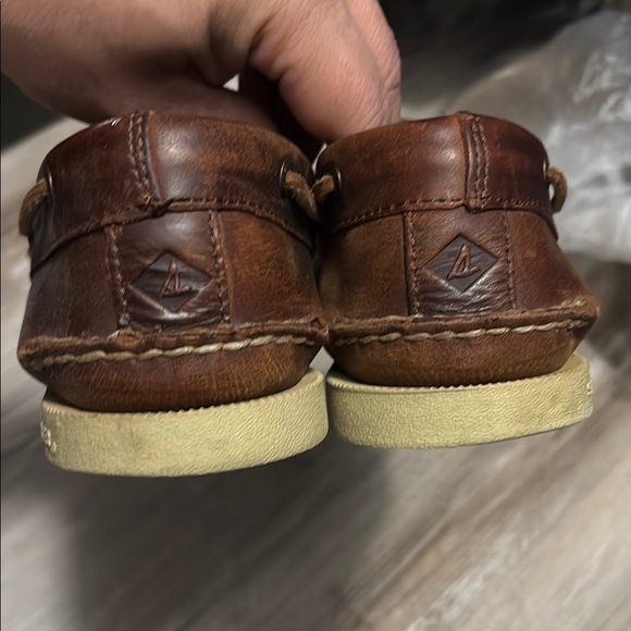 Sperry Brown Leather Boat Shoes with Moccasin Stitching - Picture 4 of 6